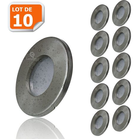 10X Spots LED Encastrables Alu Brossé Etanche IP44 Pour Salle de Bain Blanc Neutre