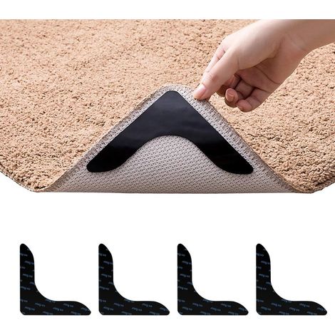 Clips antideslizantes adhesivos reutilizables para alfombras, suelos de madera y baldosas (4 unidades)