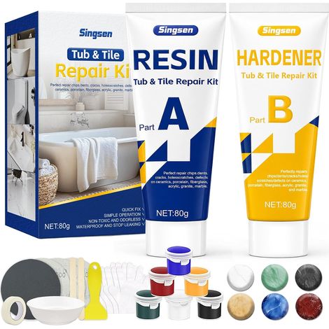 Kit Reparation Carrelage, Comble Fissures, Trous, Rayures Et Éclats Dans Les Salles De Bains Et Les Cuisines. Convient Au Marbre, À La Et Aux Surfaces Dures. Disponible En Plusieurs Couleurs. (1/5)