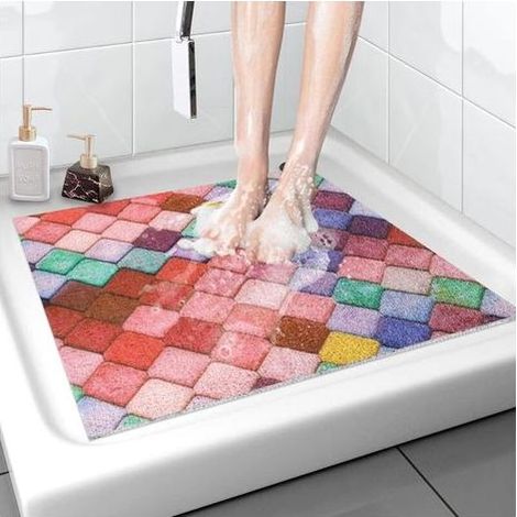 Echoo – Tapis de douche antidérapant 60x60 cm – Confort doux avec drainage rapide – Massage en PVC – Sécurité pour enfants et personnes âgées (1/5)