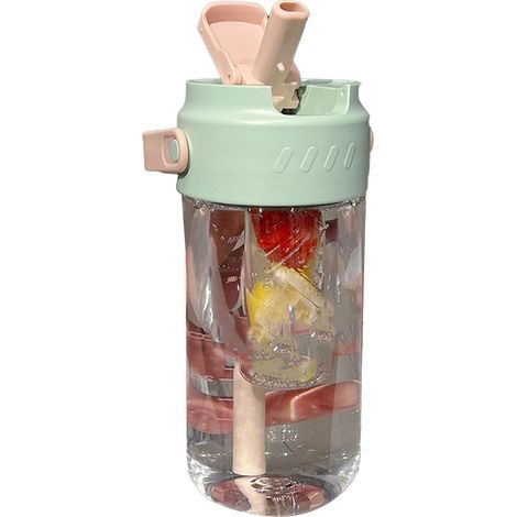 Gourde en fibre de verre avec filtre à thé intégré et poignée, 700 ml, couleur verte. Idéale pour les filles et les femmes. (1/5)