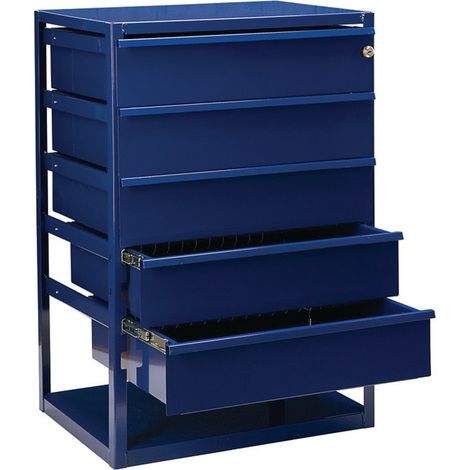 Mobile da banco LOGS 190 H795xL540xP390mm 5 cassetti, colore blu RAL 5022 LOGS