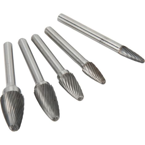 Satz mit 5 Hartmetallfräsern einheitlicher Größe, 6 mm Schaft, zum Gravieren, Polieren und Bohren von Metallen (1/5)