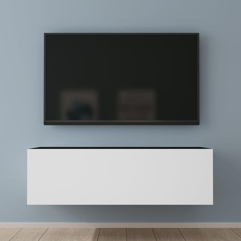 Mai & Mai Meuble TV Suspendue Armoire avec Soft-Close Table TV pour le Salon Gris Noir+Blanc Mat 100x40,2x30 cm TC002 (1/5)