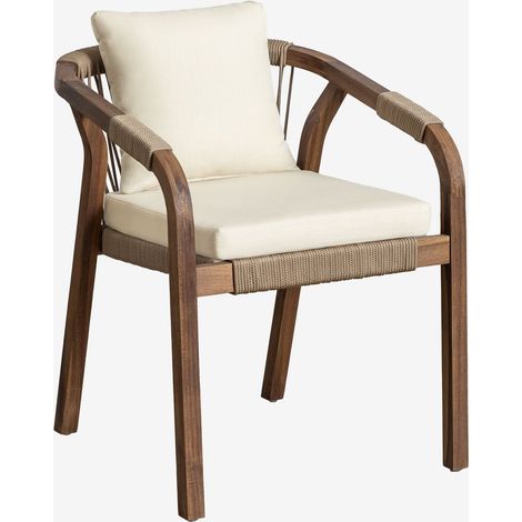 Pack di 4 sedie da pranzo con braccioli in legno di acacia Dubai SKLUM