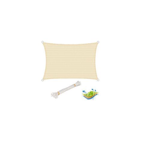 Voile d'ombrage rectangulaire 3x4 m – HDPE 180 g/m² – Protection UV 50+ – Installation facile avec œillets et cordons