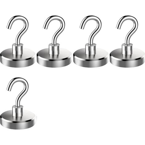 Crochet Magnetique - Aimant Néodyme 16 mm x 35,7 mm - Support pour Plantes en Pot Outils Tableaux - Lot de 5 ou 10