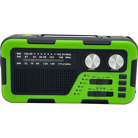 Radio D'Alerte Météo D'Urgence - AM FM NOAA - Charge Solaire Manivelle USB-C - Lampe Torche LED - Batterie Rechargeable 2000 mAh - 1 Pièce (1/5)