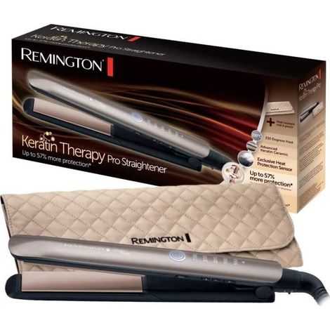 Lisseur Keratin Therapy – Idéal pour cheveux fins et fragiles – Technologie de protection à la kératine – Température réglable 150-230°C – Remington
