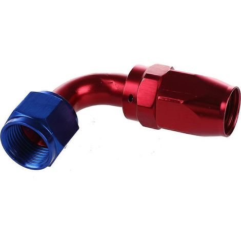 Raccord d'extrémité de tuyau d'huile/carburant pivotant AN10/90° en aluminium rouge et bleu (1/4)