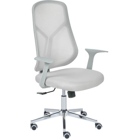 Office Chair Light Grey Mesh Swivel Base Adjustable Height Armrests Home Office Modern NUVINER (1/5)
