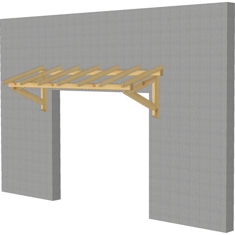 WMU – Auvent en bois 2.98 x 0.94 m – Pente 30% adaptée aux tuiles – Fabrication 100% française – Visserie incluse pour assemblage (1/2)