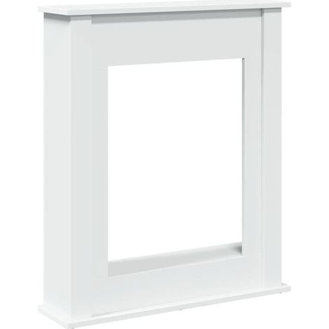 Manteau de cheminée blanc, dimensions 75x20x87,5 cm, bois d'ingénierie. (1/5)