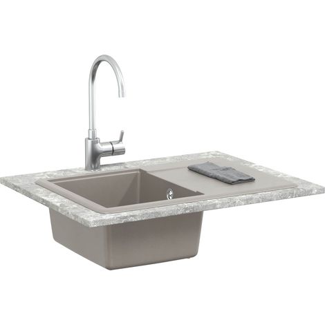 Évier Gris 670 x 460 mm 80% Quartz et 20% Résine