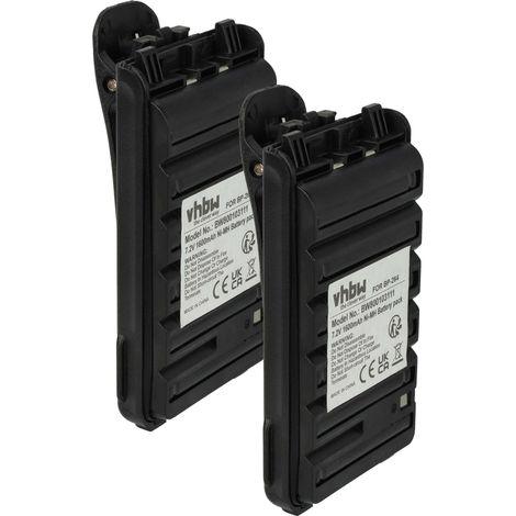 vhbw 2x Akku Ersatz für Icom BP-264 für Funkgerät, Walkie Talkie (1600 mAh, 7,2 V, NiMH) + Gürtelclip