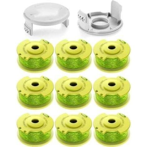 Convient aux accessoires de tondeuse à gazon RYOBI, tête de coupe d'herbe AC80RL3/AC14HCA, corde de coupe d'herbe(9 Bobine,2 Couvercle) (1/4)