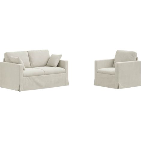 Sofa Set 2 pcs Cream 138 x 78 x 80 cm Velvet vidaXL