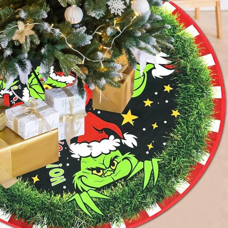 120cm Jupe de Sapin deNoël Grinch, Couverture de Sapinde Noël, Grinch Décoration deNoël, Tapis pour Sapinde Noël, Tapis de NoelSous Sapin, Jupe de Sapinde NoëlRonde (1/5)