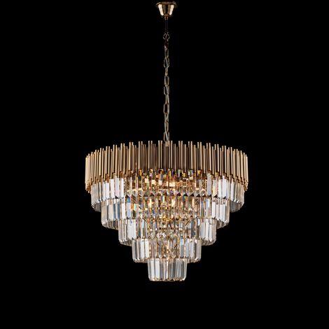 Ravel Lampadario in ferro dorato con strass 9 luci 107 Ø62 BL268-9-OR (1/2)