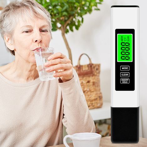 Testeur de qualité de l'eau 3 en 1, analyseur TDS/EC/compteur de température, maintien des données, affichage rétroéclairé blanc (1/5)