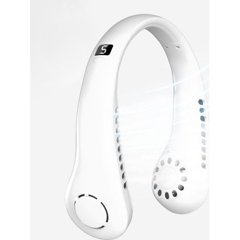 Ventilateur de cou portable, ventilateur de cou 5000 mAh, rechargeable par USB, ventilateur de cou personnel, 5 vitesses (Blanc
)