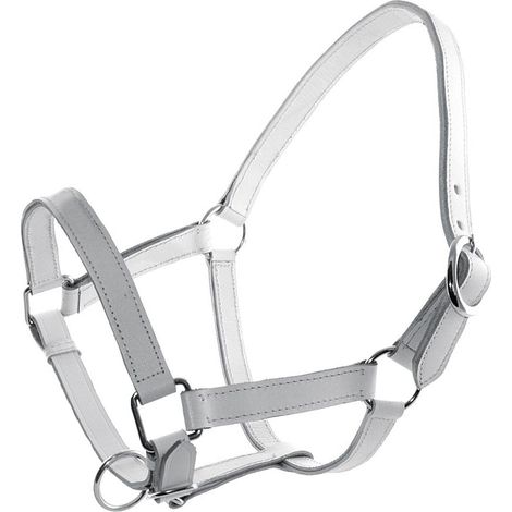 Pony, Bianco: Cavezza in cuoio bianco al cromo con doppia regolazione (1/2)