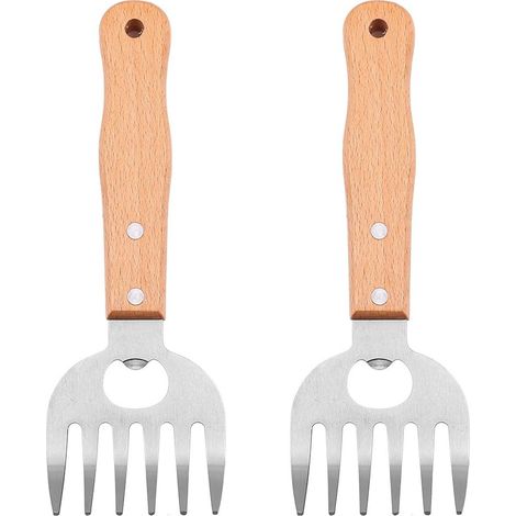 2 Griffes à viande en acier inoxydable pour barbecue, effilocher la viande, fourchettes à broyer pour porc effiloché, poulet, bœuf, etc. (1/5)