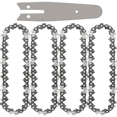 Lot de 4 chaînes de tronçonneuse 4 Pouces 28 maillons d'entraînement Pas de 1/4" pour Stihl GTA 26 jauge de 0,043" avec Guide chaîne de 4 Pouces 10 cm références 71 PM3 28 3670 005 0028 (1/5)