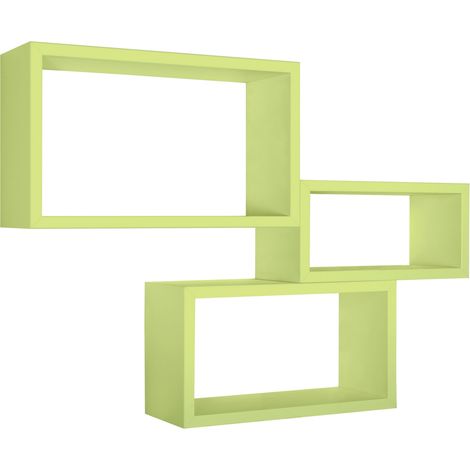 Set 3 mensole rettangolari parete verde scaffale salotto soggiorno camera Trittico (1/6)