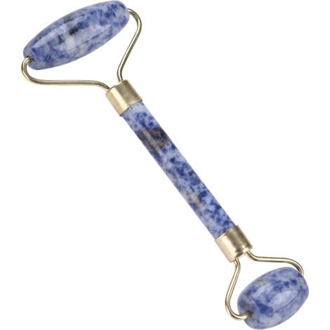 Rouleau de Massage Visage Double Tête en Jade Artificiel - Anti-Âge pour Visage, Yeux et Cou (Bleu) (1/5)