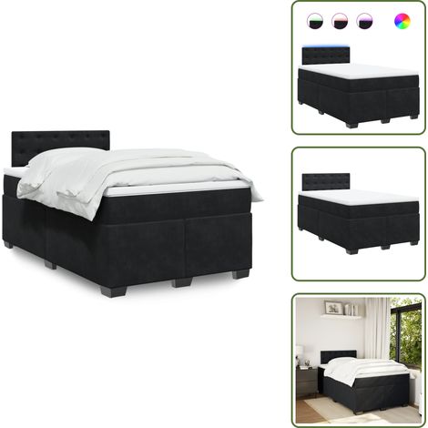 The Living Store Sommier à lattes de lit avec matelas noir 120x190 cm velours - Lit Double - Lit Design - Lit Moderne - Lit Capitonné - Sommier Tapissier