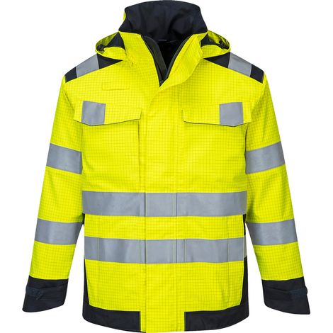 Chaqueta impermeable Modaflame Arc eléctrica Color: Amarillo/marino Talla XL - Portwest