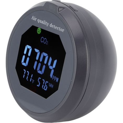 Moniteur de qualité de l'air avec détecteur de CO2, de température et d'humidité, alarme sonore et lumineuse, chargement USB pour la maison et le bureau (1/5)