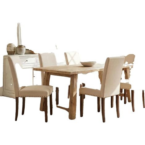 Sillas de comedor, tapizadas en tela, diseño moderno y elegante, color beige, 6 plazas. (1/2)