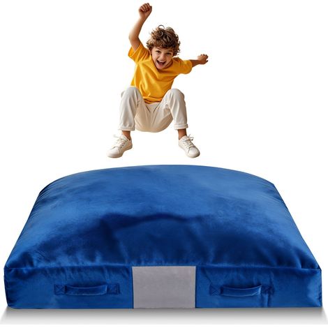 Bloc de Réception 150x150x20 cm, Tapis de Chute Épais Moelleux avec Bloc de Mousse Housse Lavable, pour Sécurité dans la Salle Sensorielle, Matelas de Réception avec Grande Zone d'Atterrissage (1/5)