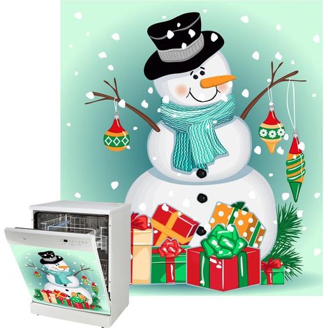 Couvercle magnétique pour lave-vaisselle « Happy Christmas » - Décoration de cuisine festive pour réfrigérateur et électroménager, parfait pour ajouter de la à votre maison pour les fêtes de Noël (1/5)