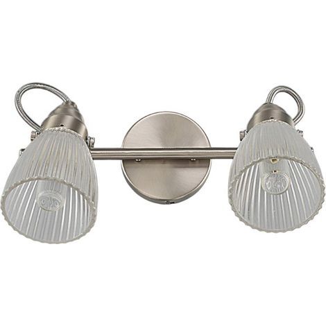 Kara 2-flammige Badezimmer-Wandleuchte – Geriffeltes Glas – IP44-Wasserschutz – Spiegelbeleuchtung (1/5)