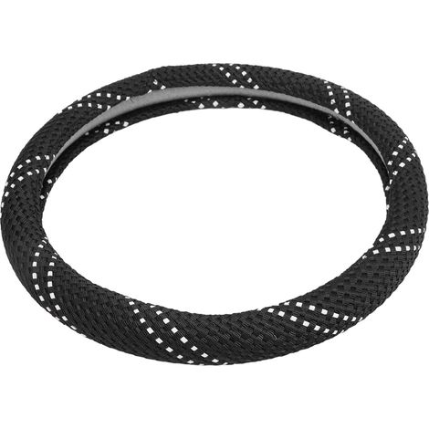 Housse de protection pour volant de voiture 15 pouces, texture tricotée, ronde, antidérapante, universelle, noire (1/5)