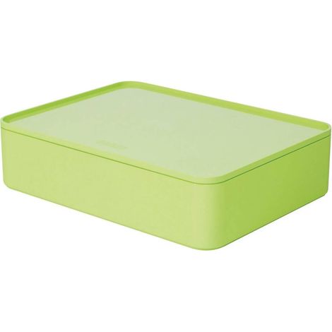 HAN HA-1110-80 Boîte de rangement intelligente Allison avec coque intérieure et couvercle vert citron, empilable (1/3)