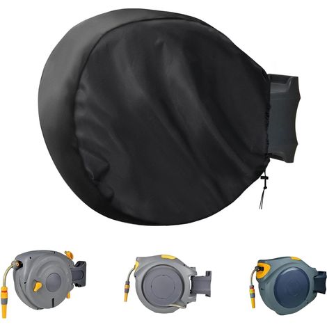 Onlyme - Enrouleur de tuyau d'arrosage rétractable - Housse de protection murale pour votre tuyau d'arrosage et bobine, 55 x 55 cm (1/4)