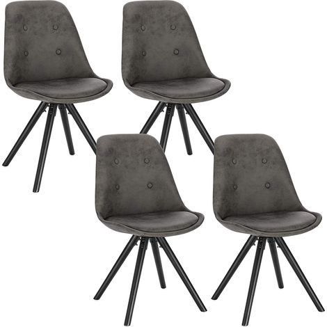Lot de 4 Chaisess de salle à manger WOLTU, Chaises de cuisine, Siège en tissu scientifique, Pieds en bois massif, Anthracite (1/4)