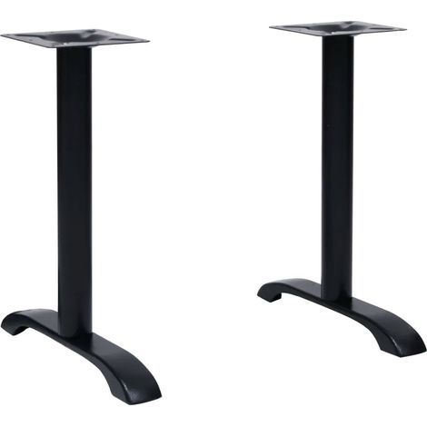Lot de 2 pieds de table de bistro industriel robuste 61 x 8 x 72 cm en fonte noir (1/5)