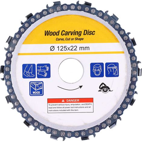 5in Circular Chain Saw Blade 14 Teeth Wood Carving Grinding Wheel Angle Grinder AccessoriesYellow Card