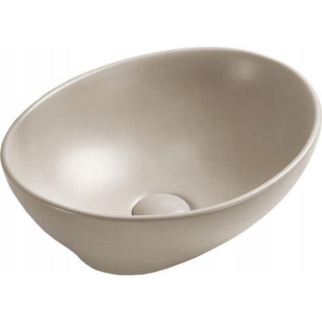 Vasque à poser rectangulaire Silla, lavabo salle de bain en céramique 40,5x33x14 cm, design moderne, installation facile, Beige mat