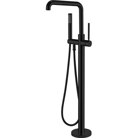 Miscelatore vasca freestanding a pavimento nero opaco tondo (1/3)