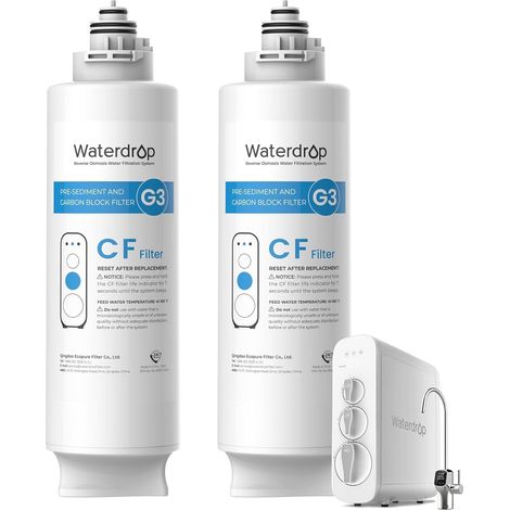 Waterdrop WD-G3-N1CF Filtre, Durée de Vie 6 Mois, Remplacement Pour WD-G3-W Système D'osmose Inverse, 2-Pack (1/5)