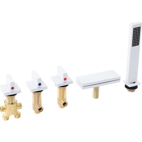 【Chauffage et ventilation】Robinet de Baignoire 5 trous Cascade Ensemble de Douche Robinet Robinet de Baignoire Bec Cascade et Duchette Baignoire Avec flexible rétractable (1/5)