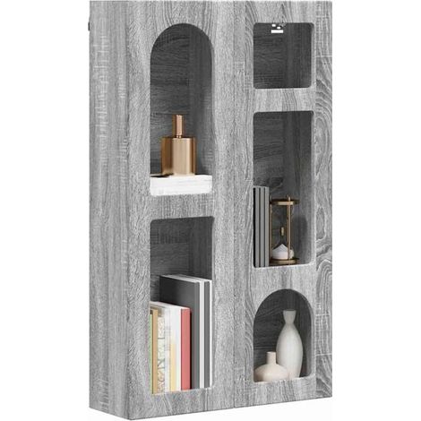 Meuble de Rangement Suspendu Gris, Armoire Murale avec Porte 59x20x100 cm, Placard de Stockage Gain de Place pour Salle de Bain, Cuisine ou Entrée (1/5)