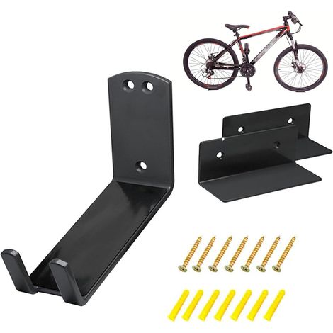 Crochet Mural De Fixation De Pédale, Support Velo Mural Horizontal, 3 En 1 Support Velo Mural, Supports Muraux Pour Vélo Mtb Pour Maison, Garage, + 2 Supports, 2 Patins De Protection, Set Di Vis (1/5)