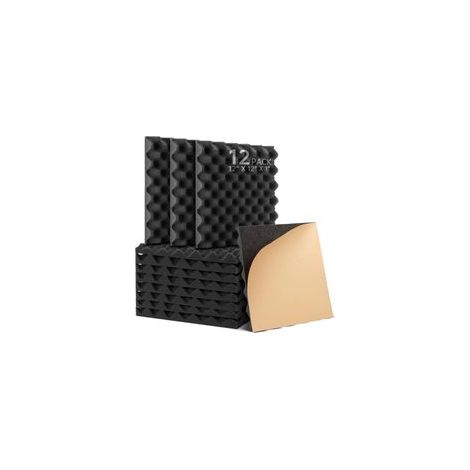 Lot de 12 30 x 30 x 2,5 cm panneaux de Mousse Acoustique Autocollante, Mousse Anti bruit Panneaux Acoustiques haute densité isolant phonique, pour Podcasting, Studios d'enregistrement, Bureaux